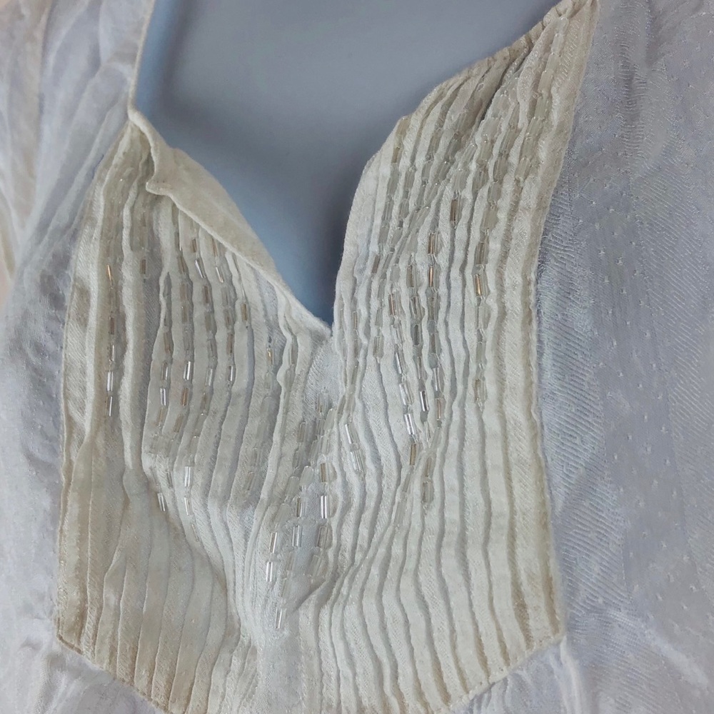Calvin Klein Y-neck pleated embellished top S - Picture 2 of 16